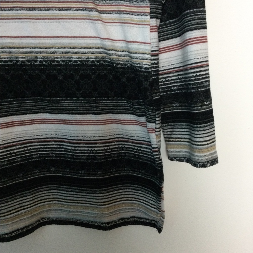 Women’s Absolutely Famous L Large 12 - 14 Sweater Tunic Stripe Black Tan EUC - Picture 6 of 6